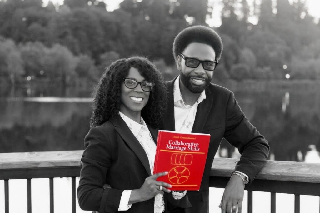 Micah and Antoinette Hardeman holding the Collaborative Marriage Skills book