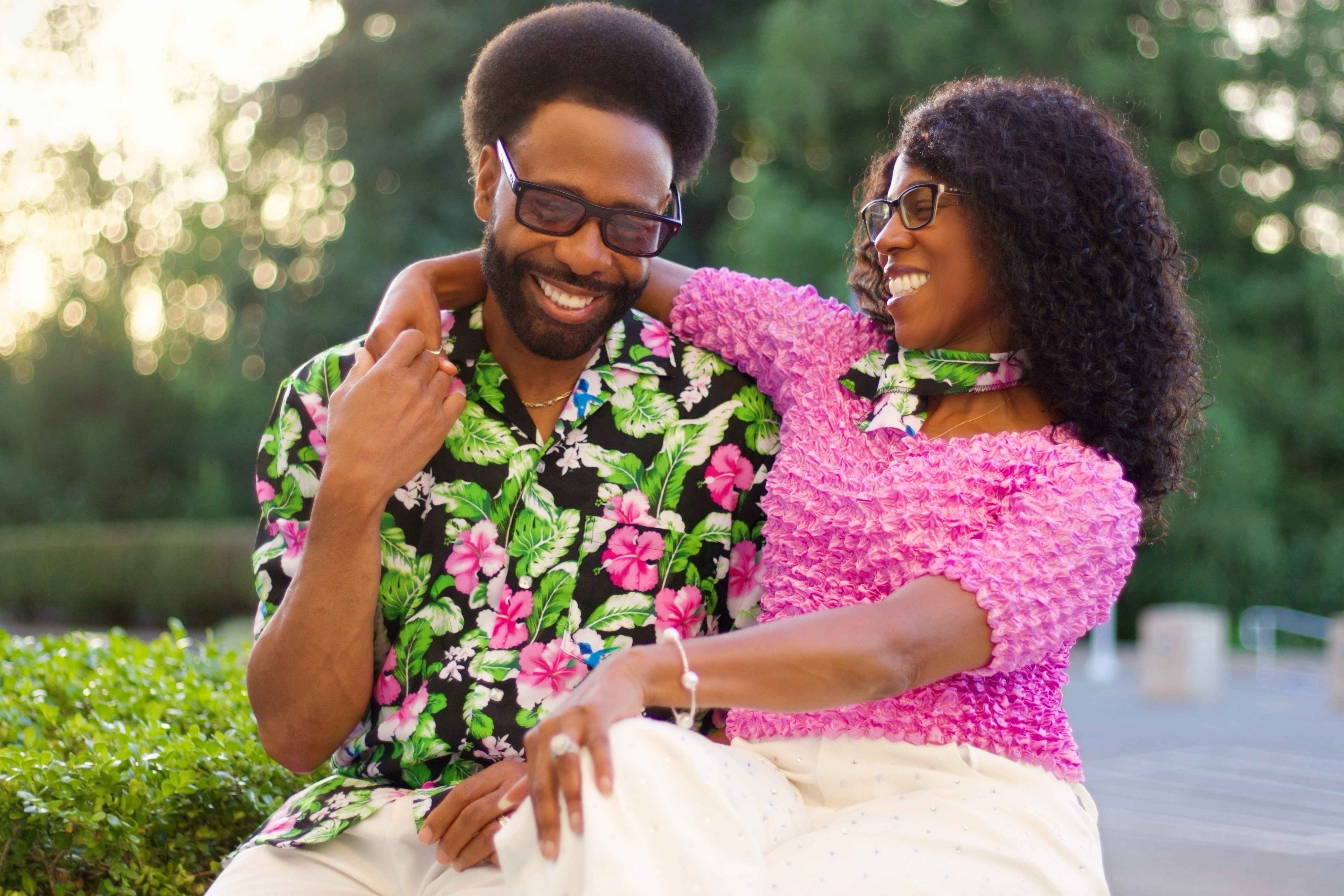 Micah and Antoinette Hardeman laughing together outdoors